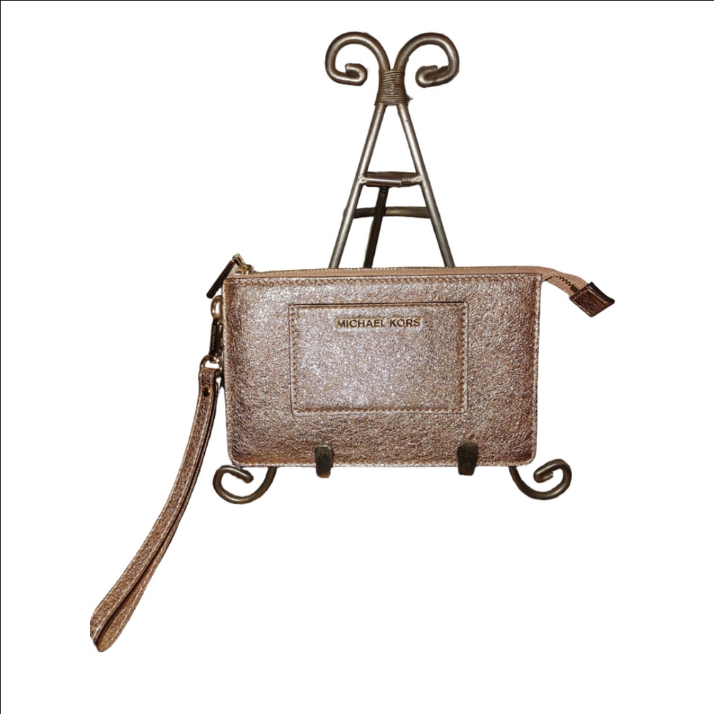 Michael Kors Metallic Leather Gusset Pocket Wristlet NWOT